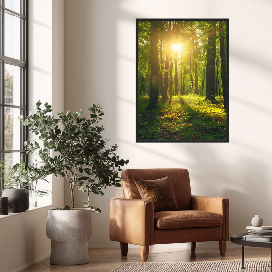 Sonnenlicht im Wald Poster abstrakt – mattes Kunstdruck-Papier – Ansicht 3