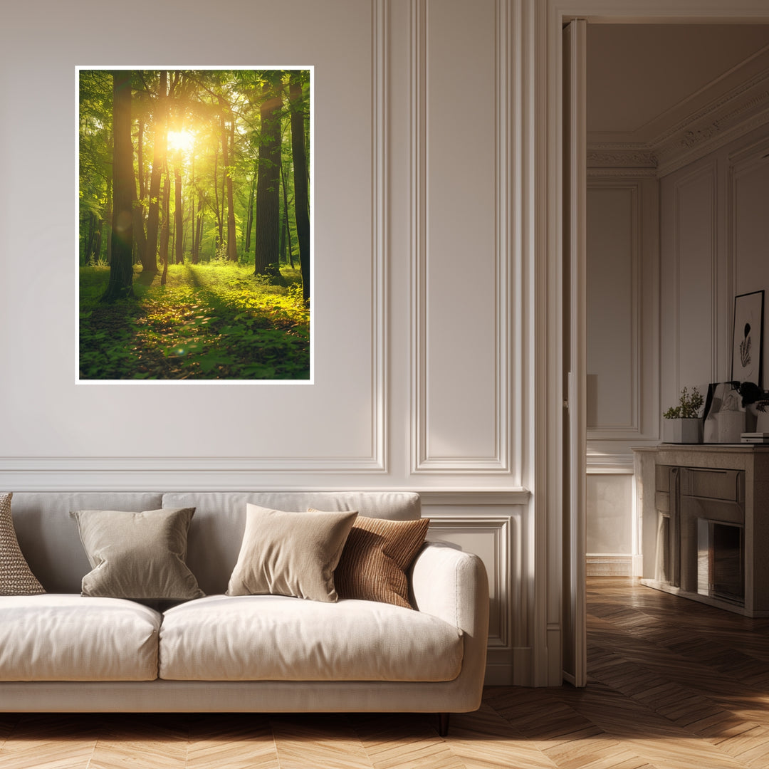 Sonnenlicht im Wald Poster abstrakt – mattes Kunstdruck-Papier – Ansicht 4