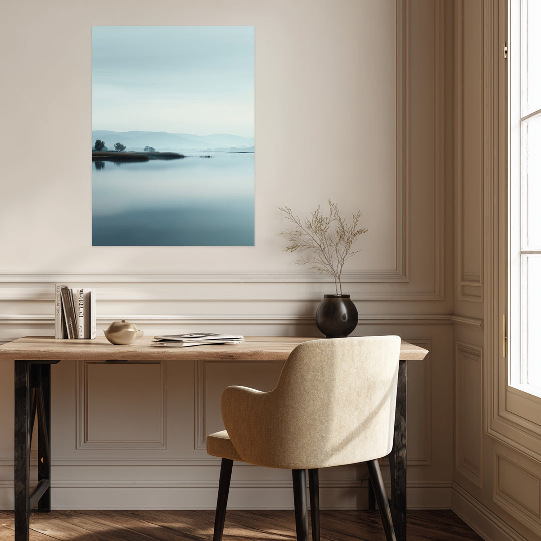 Spiegelnder See Ruhe Leinwandbild abstrakt – Leinwand auf Holzrahmen – Ansicht 3