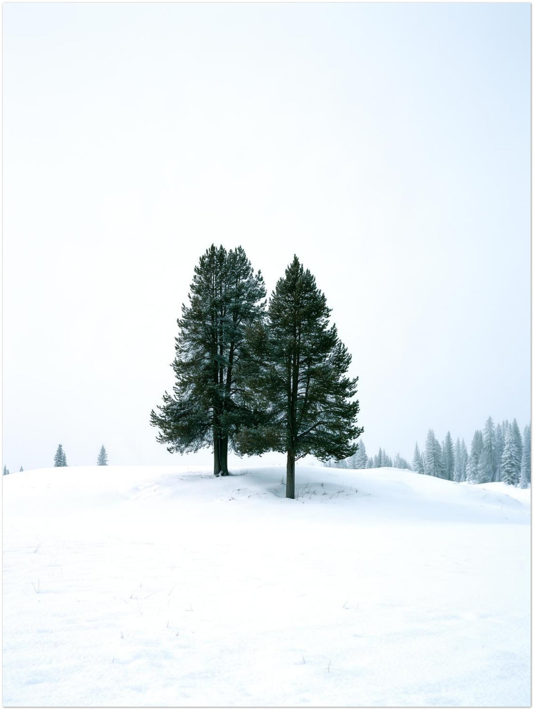 Zwei Tannen im Schnee Poster – Ohne Rahmen – Produktfoto
