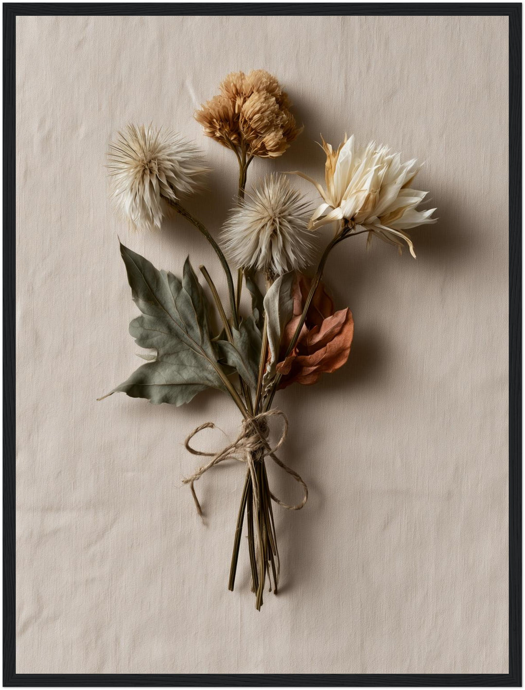 Getrocknete Wildblumen gebunden Poster – Schwarzer Rahmen – Produktfoto