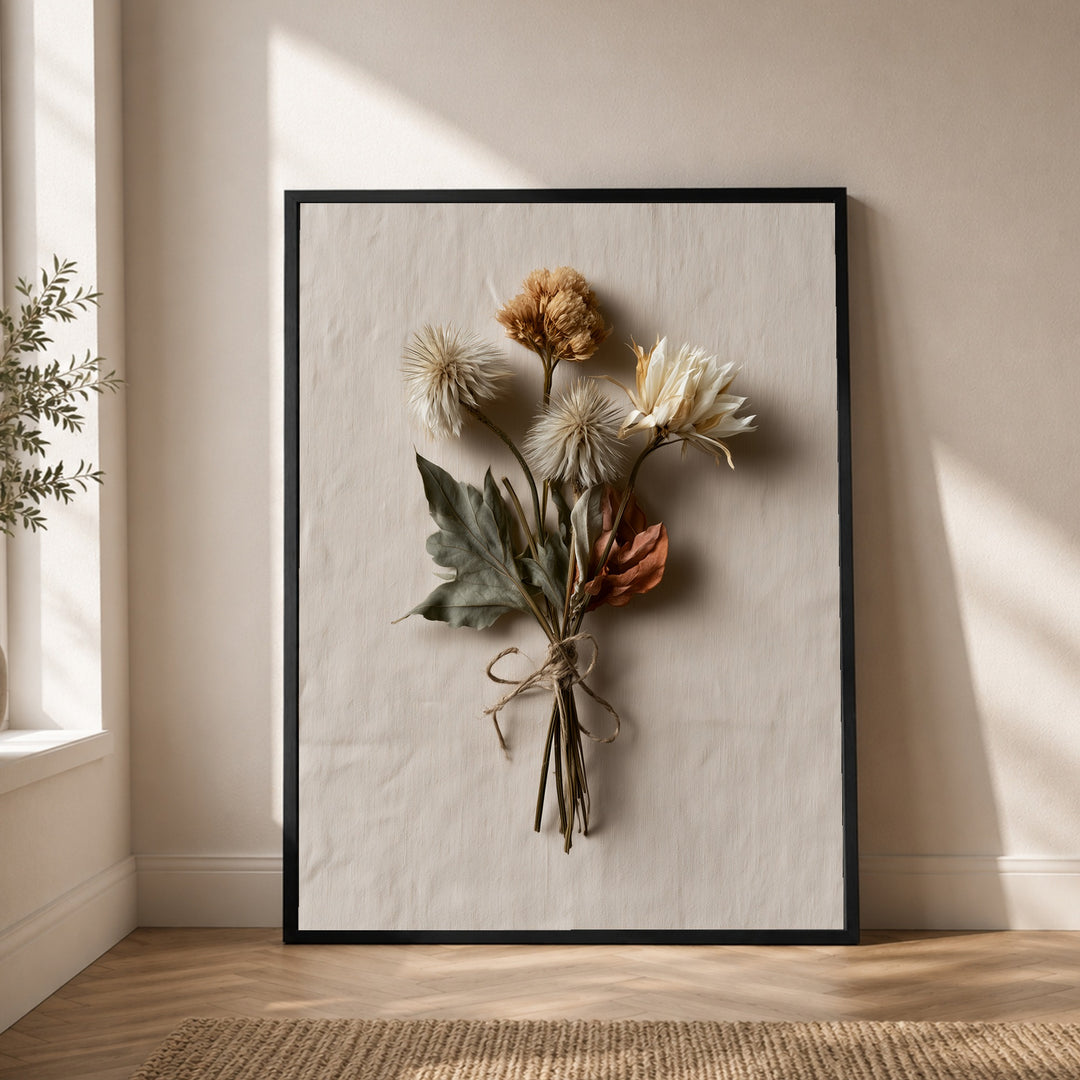 Getrocknete Wildblumen gebunden Poster – Schwarzer Rahmen – Produktfoto