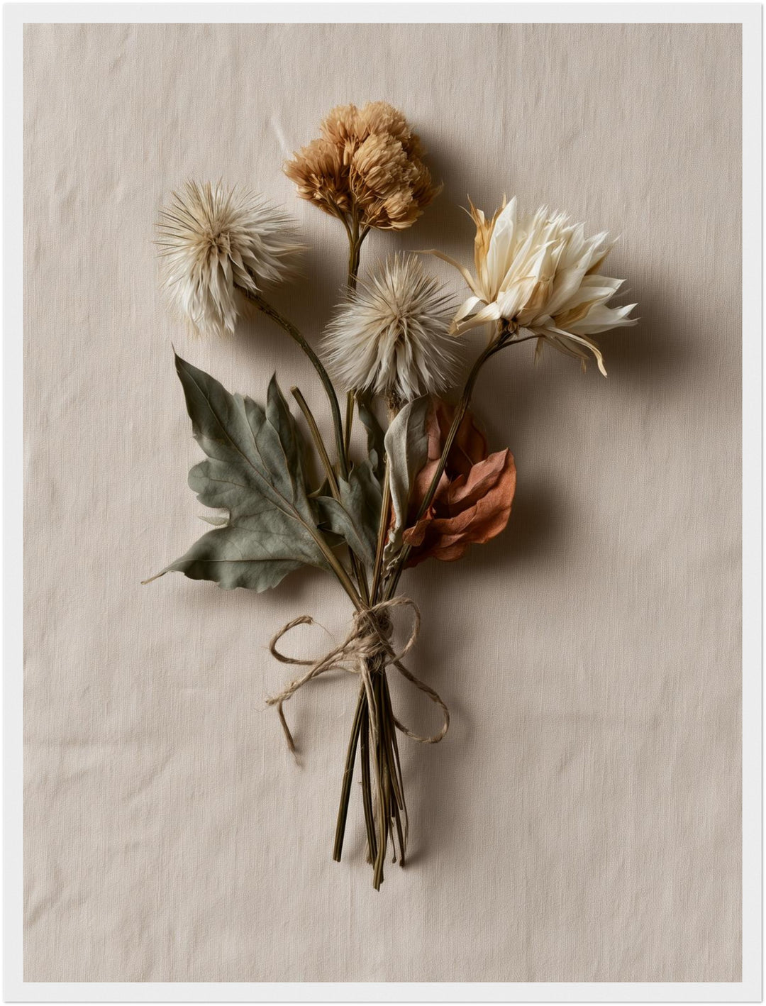 Getrocknete Wildblumen gebunden Poster – Weißer Rahmen – Produktfoto