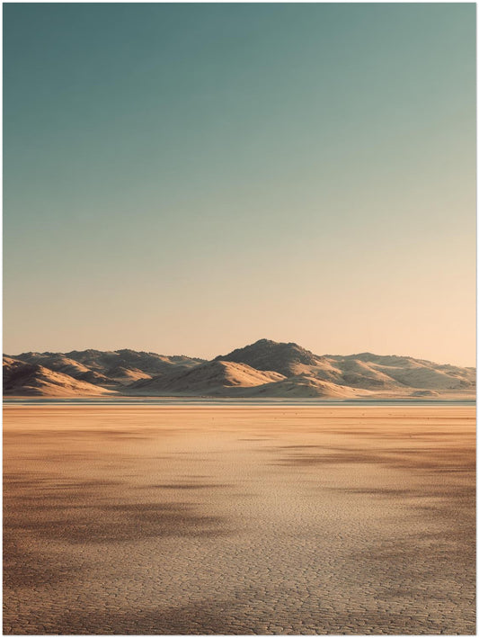 Trockener Boden und Berge Poster