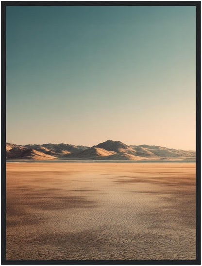 Trockener Boden und Berge Poster