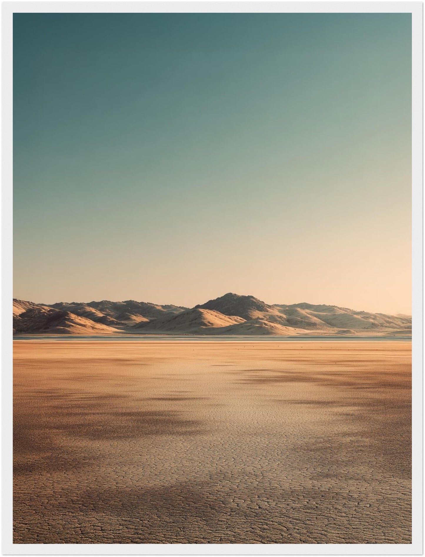 Trockener Boden und Berge Poster