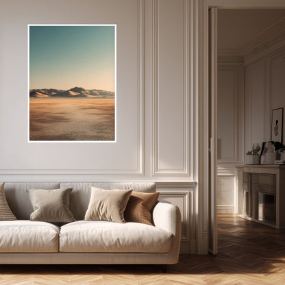 Trockener Boden und Berge Poster