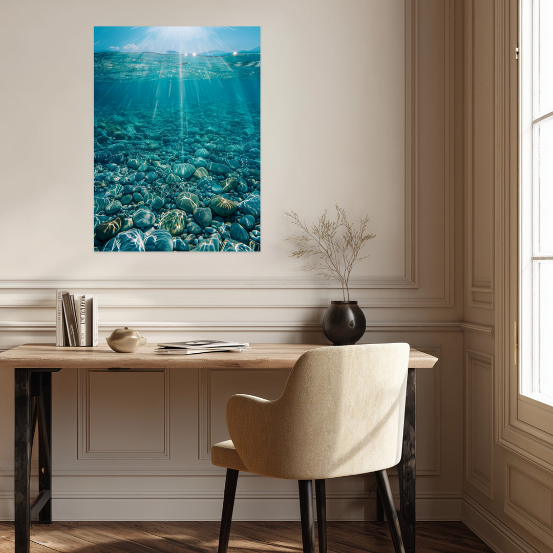Sonnenstrahlen unter Wasser Poster Landschaft – mattes Kunstdruck-Papier – Ansicht 3