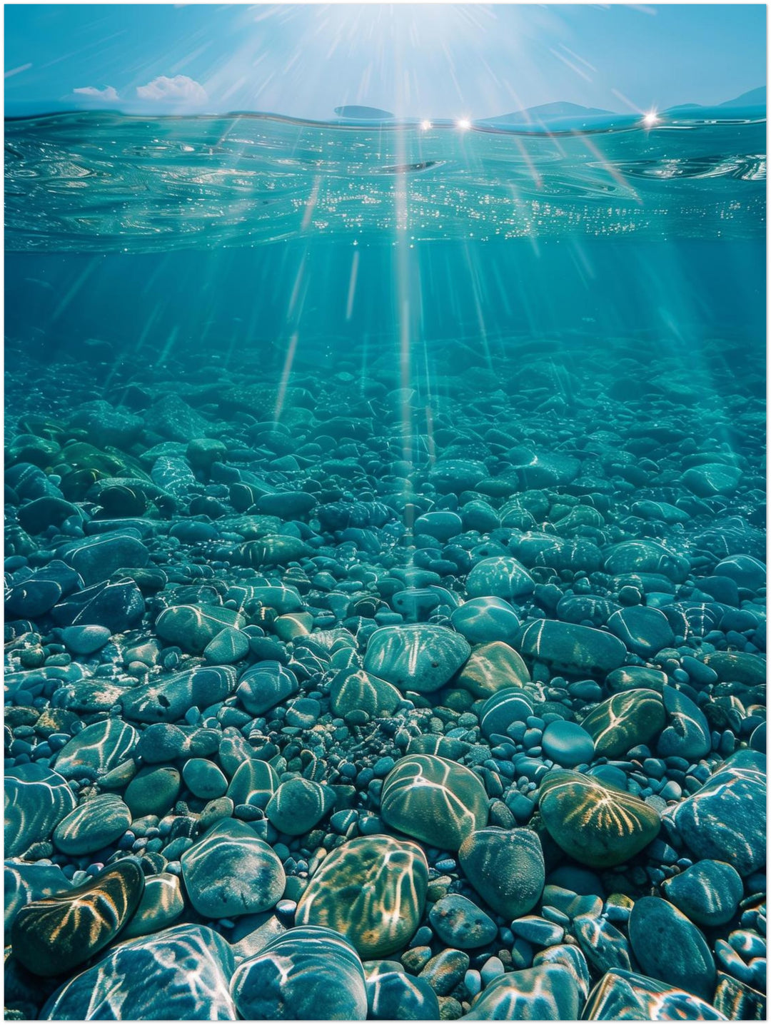 Sonnenstrahlen unter Wasser Landschaft – Wandkunst