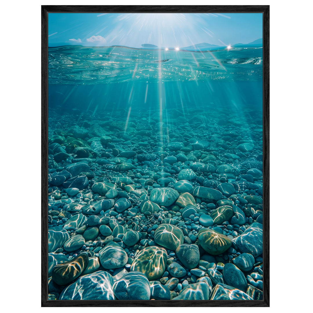 Sonnenstrahlen unter Wasser Leinwand Landschaft – Leinwand auf Holzrahmen – Ansicht 4