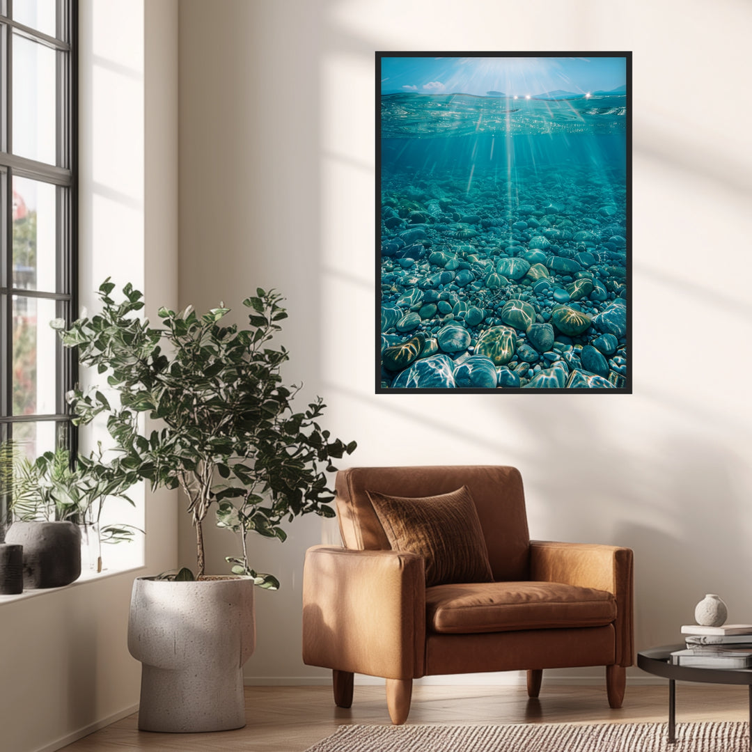 Sonnenstrahlen unter Wasser Poster Landschaft – mattes Kunstdruck-Papier – Ansicht 2