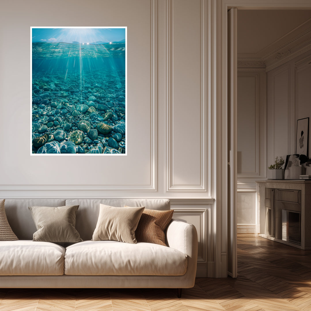 Sonnenstrahlen unter Wasser Poster Landschaft – mattes Kunstdruck-Papier – Ansicht 4