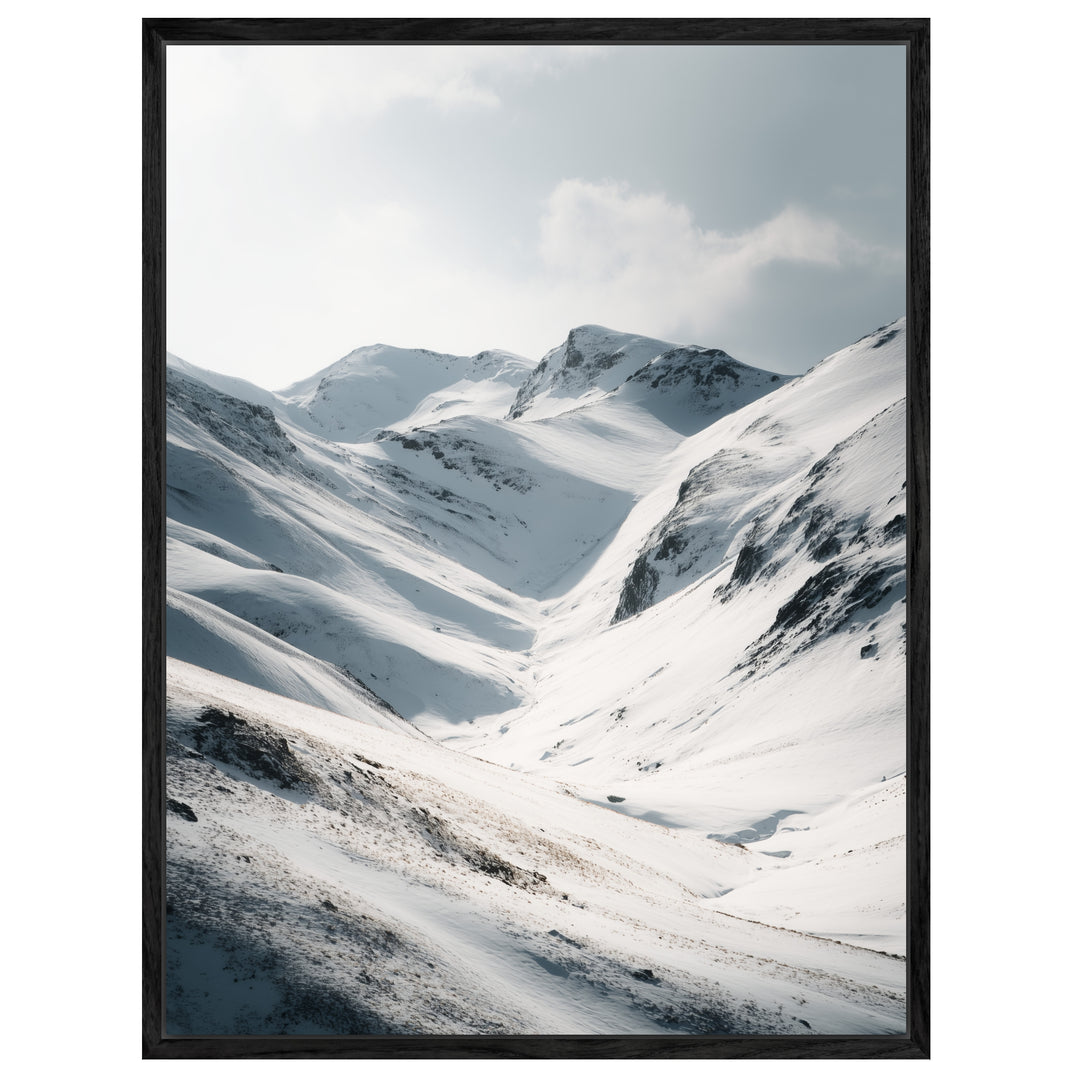Verschneite Bergmulde Leinwandbild abstrakt – Leinwand auf Holzrahmen – Ansicht 4