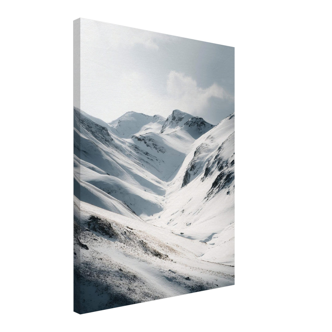 Verschneite Bergmulde Leinwandbild abstrakt – Leinwand auf Holzrahmen – Ansicht 2