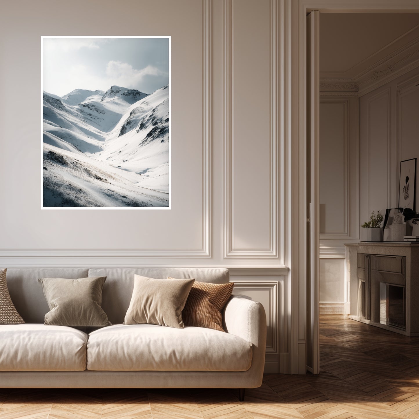 Verschneite Bergmulde Poster