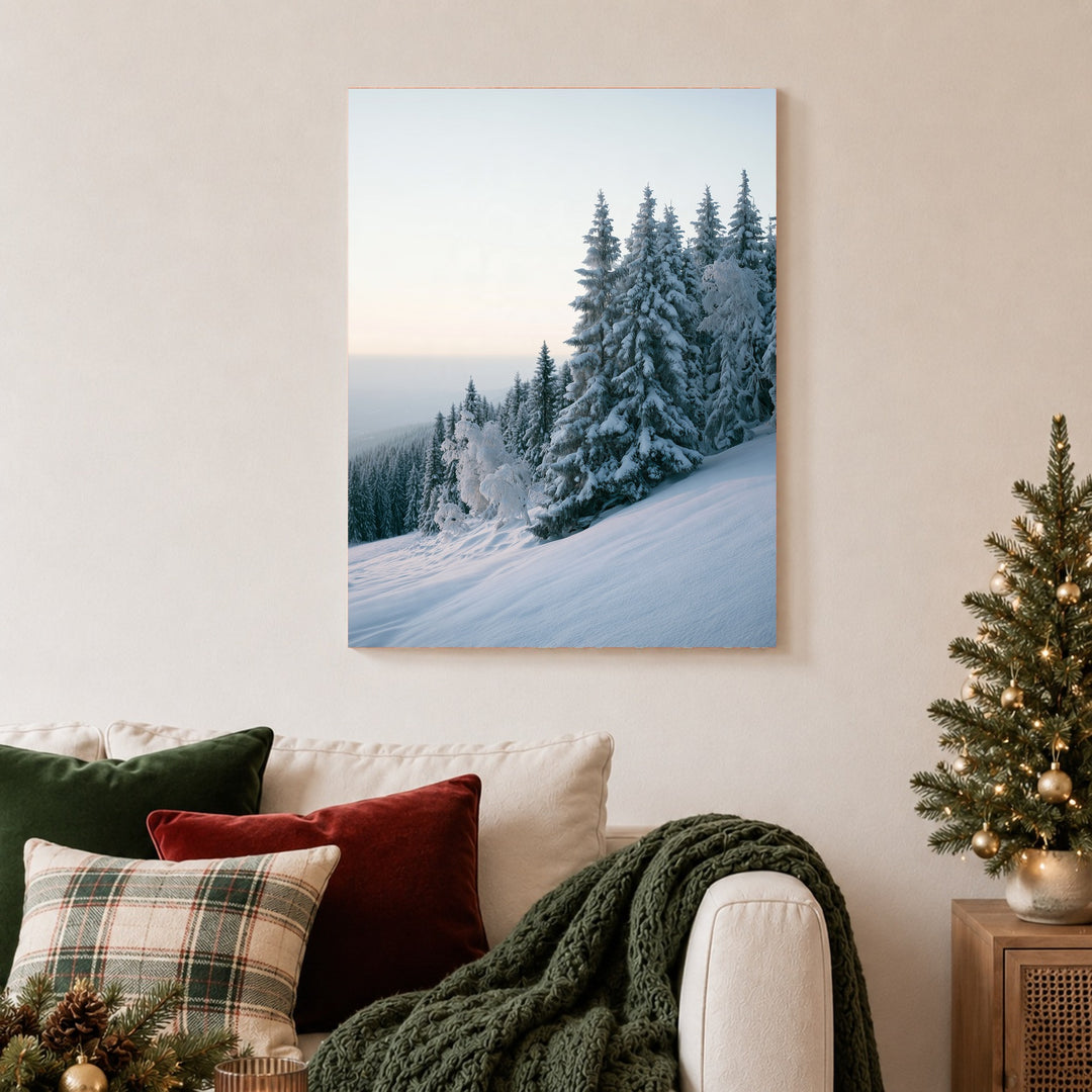 Winterwald im Schnee Leinwandbild – Ohne Rahmen – Produktfoto