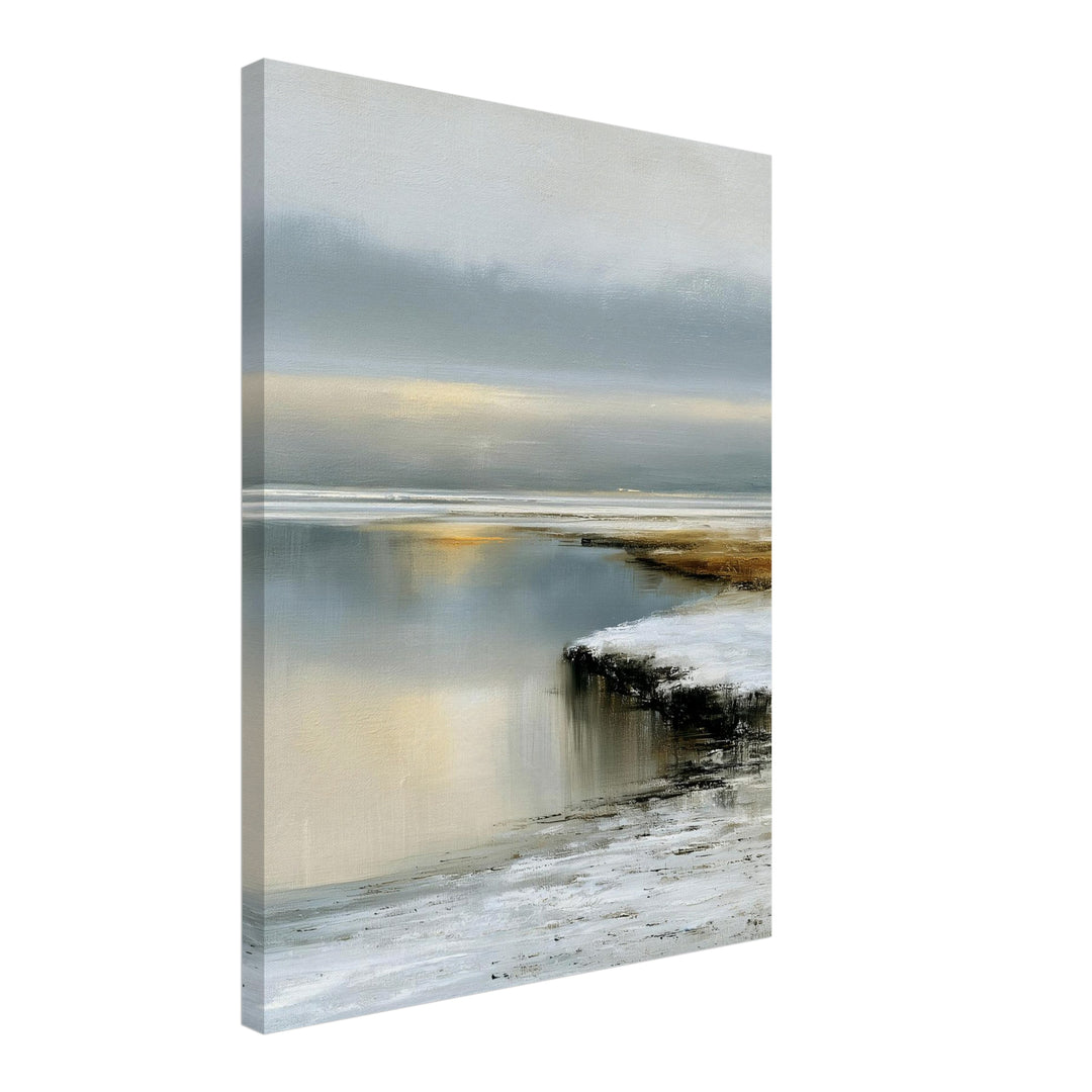 Stilles Watt im Nebel Leinwandbild – Schräge Ansicht – Produktfoto