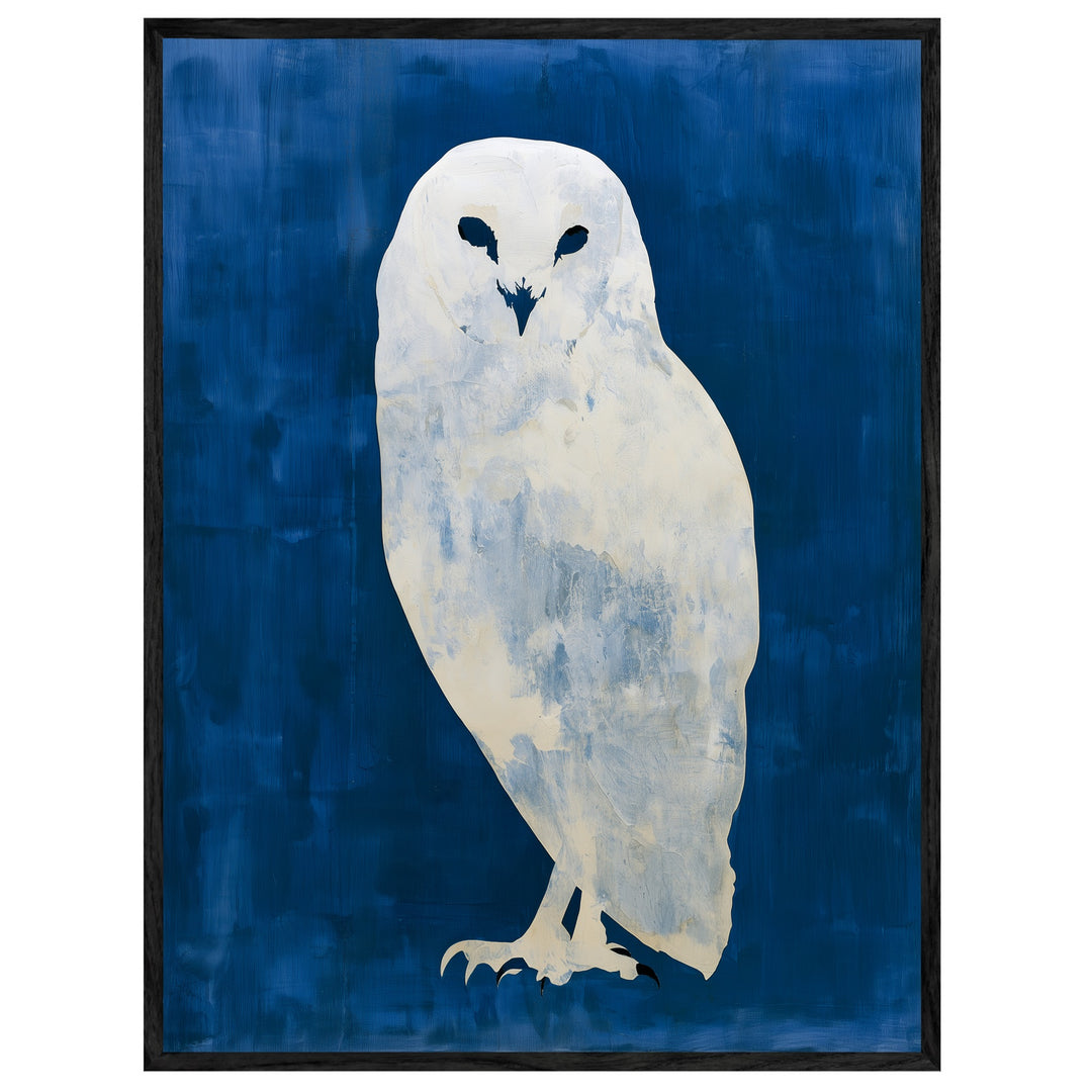 Weiße Eule in blau Leinwandbild – Leinwandbild