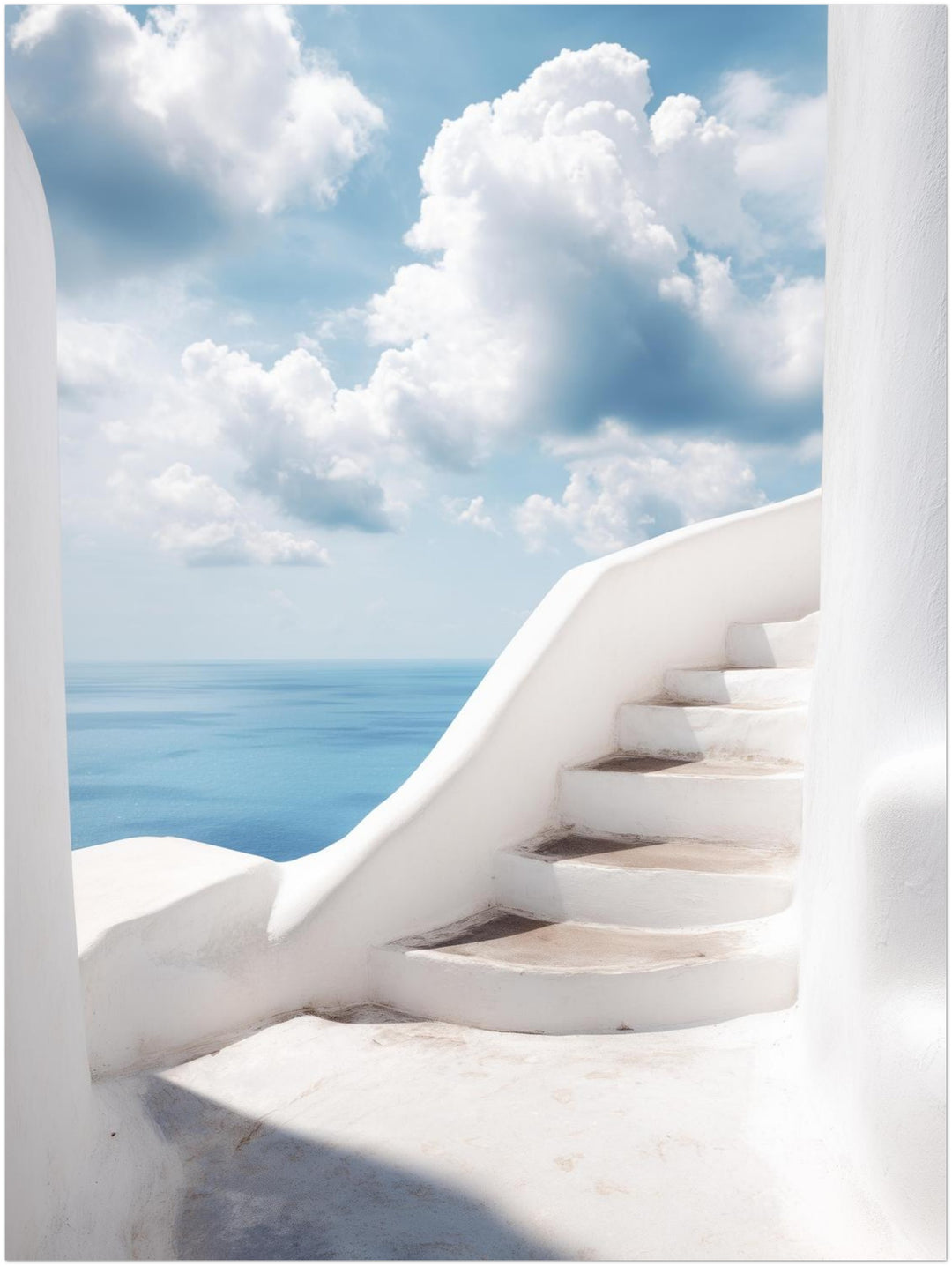 Weiße Treppe zum Meer Leinwandbild – Ohne Rahmen – Produktfoto