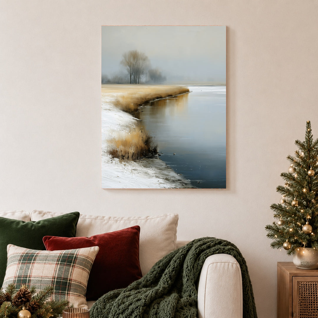 Winterufer im Nebel Poster – Ohne Rahmen – Produktfoto