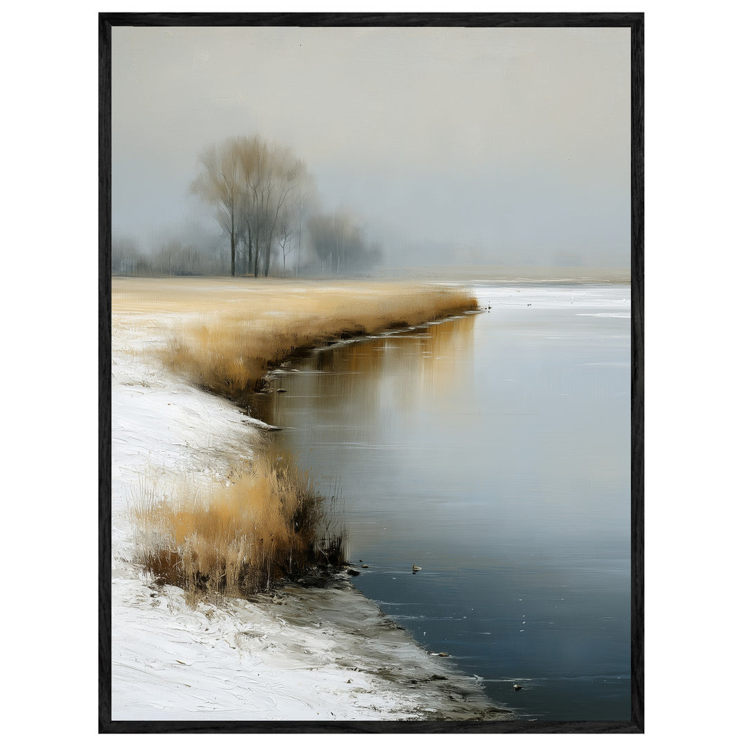 Winterufer im Nebel Leinwandbild – Leinwandbild