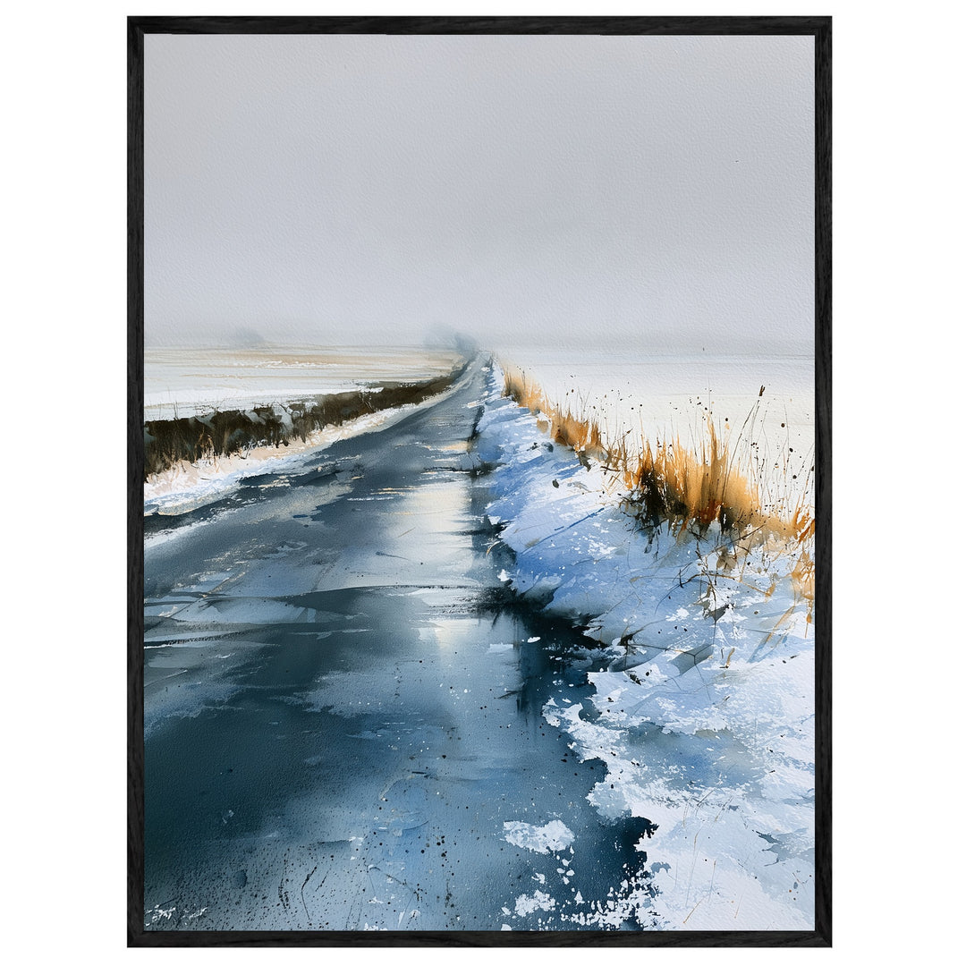 Winterstraße im Nebel Leinwandbild – Leinwandbild