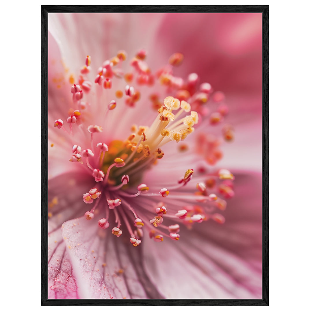 Kirschblüte Stempel Makro Leinwand Landschaft – Leinwand auf Holzrahmen – Ansicht 4