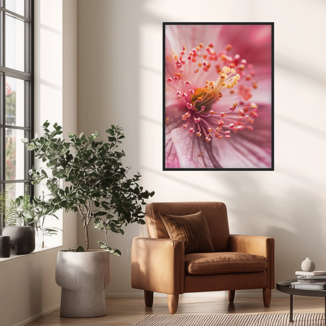Kirschblüte Stempel Makro Poster Landschaft – mattes Kunstdruck-Papier – Ansicht 2