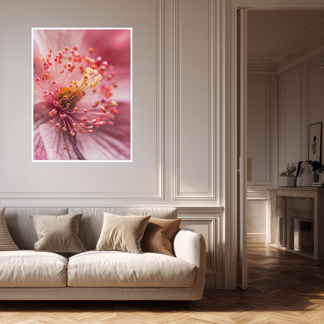 Kirschblüte Stempel Makro Poster Landschaft – mattes Kunstdruck-Papier – Ansicht 4