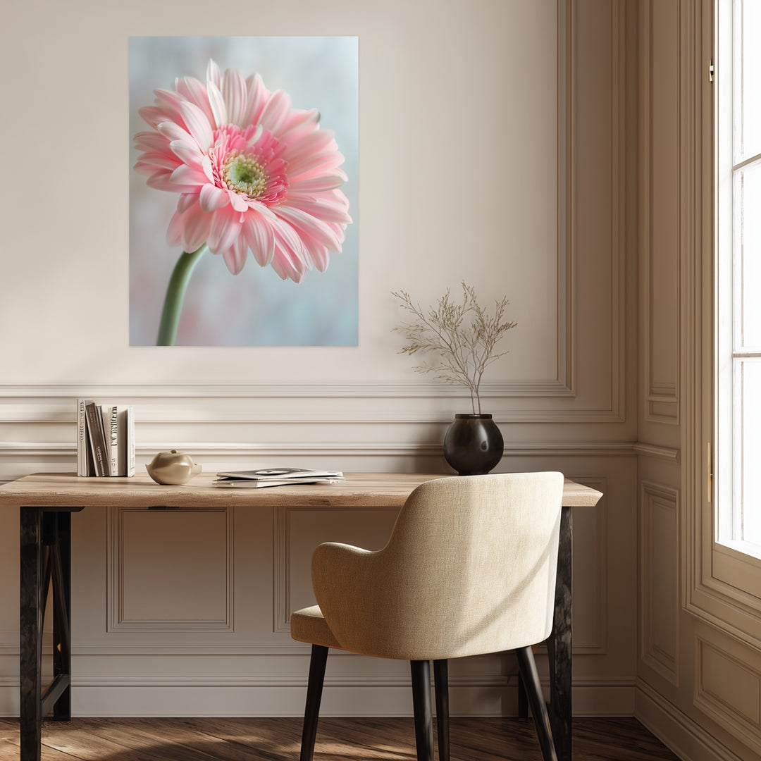 Rosa Gerbera Nahaufnahme Poster Landschaft – mattes Kunstdruck-Papier – Ansicht 3
