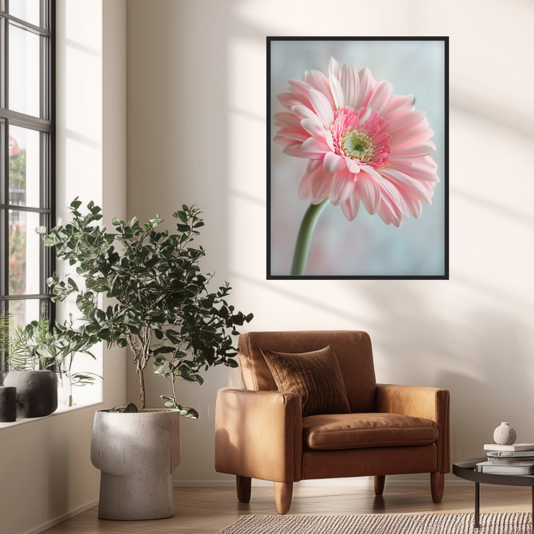 Rosa Gerbera Nahaufnahme Poster Landschaft – mattes Kunstdruck-Papier – Ansicht 2