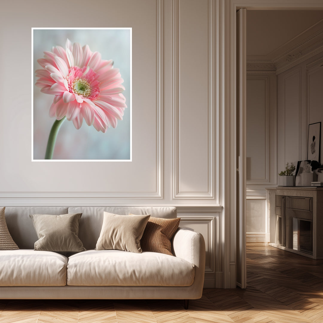 Rosa Gerbera Nahaufnahme Poster Landschaft – mattes Kunstdruck-Papier – Ansicht 4