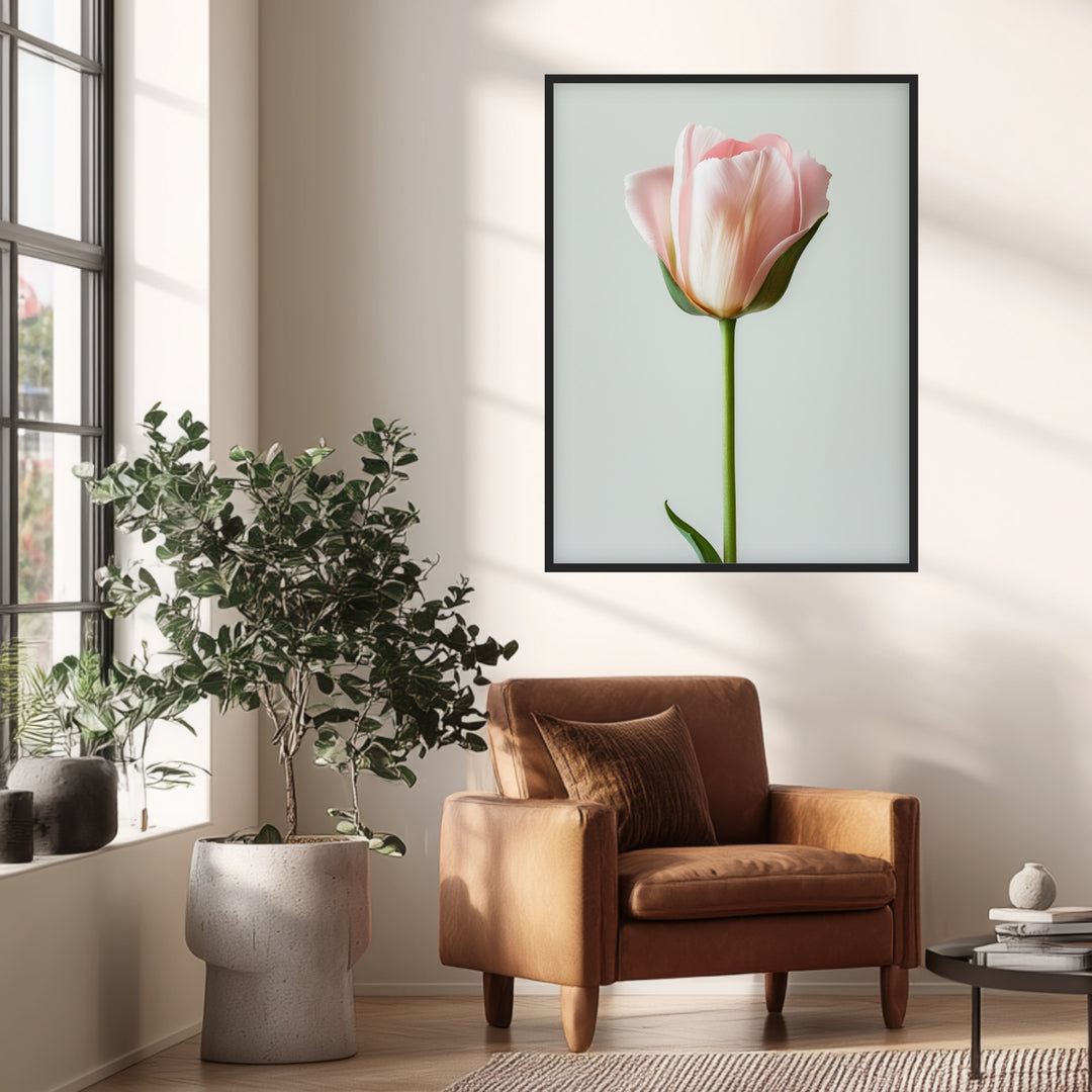 Rosa Tulpe einzeln Poster Landschaft – mattes Kunstdruck-Papier – Ansicht 2