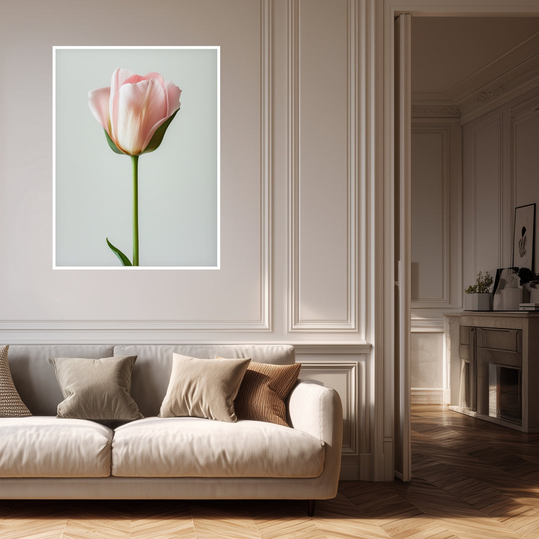 Rosa Tulpe einzeln Poster Landschaft – mattes Kunstdruck-Papier – Ansicht 4