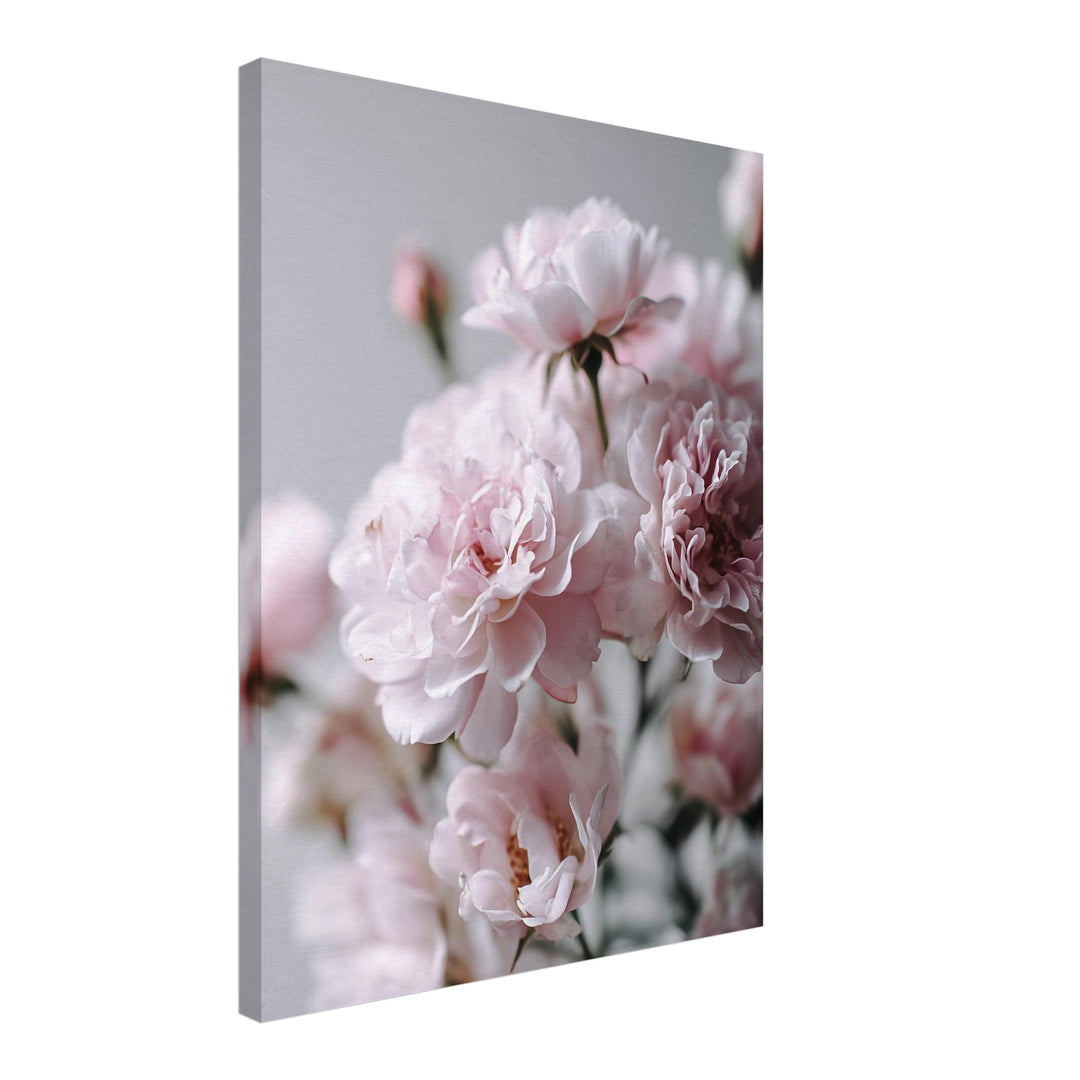 Zartrosa Gartenrosen Leinwandbild abstrakt – Leinwand auf Holzrahmen – Ansicht 2