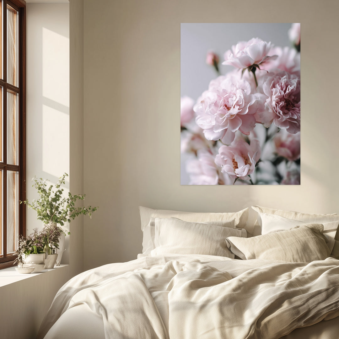 Zartrosa Gartenrosen Leinwandbild abstrakt – Leinwand auf Holzrahmen – Ansicht 3