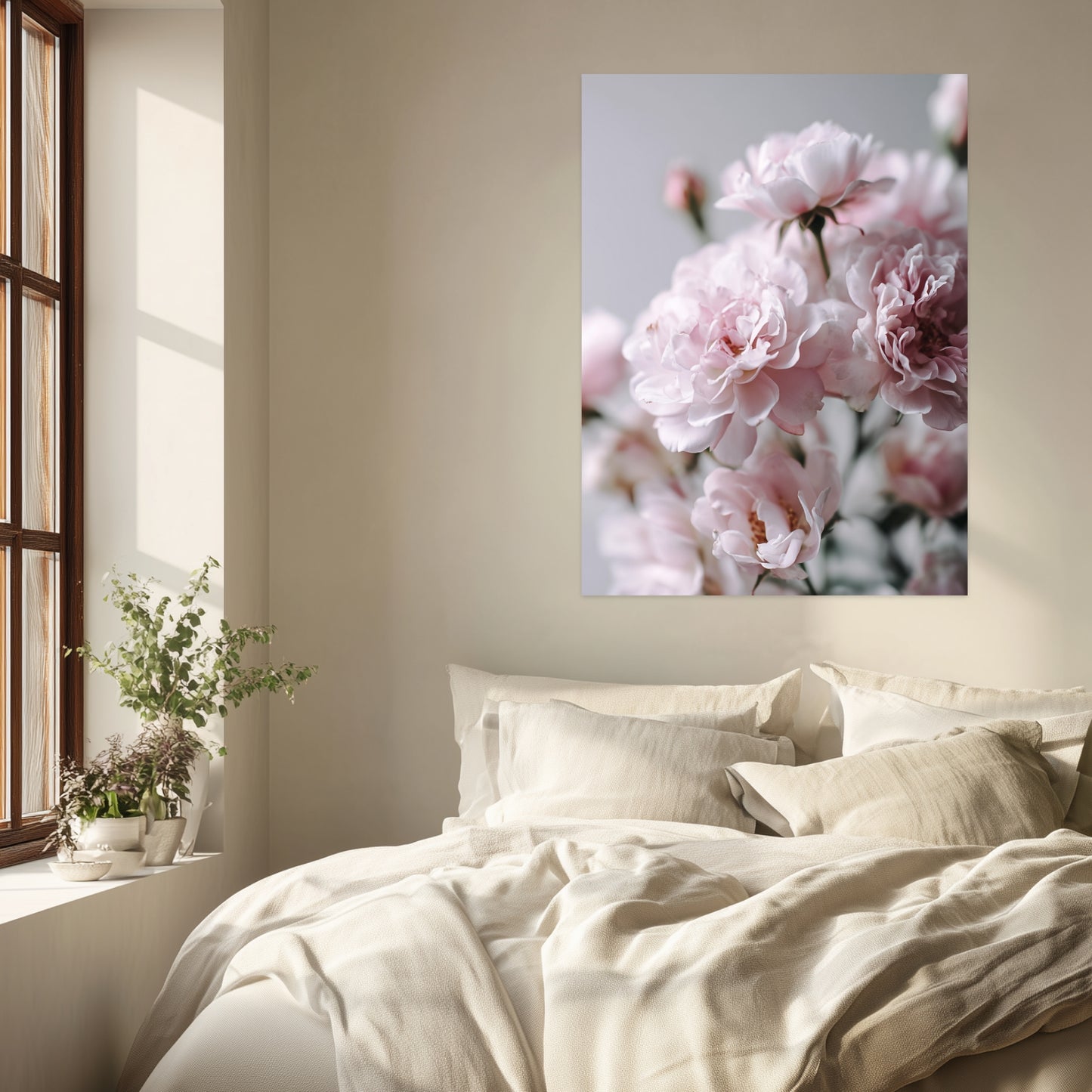 Zartrosa Gartenrosen Leinwandbild