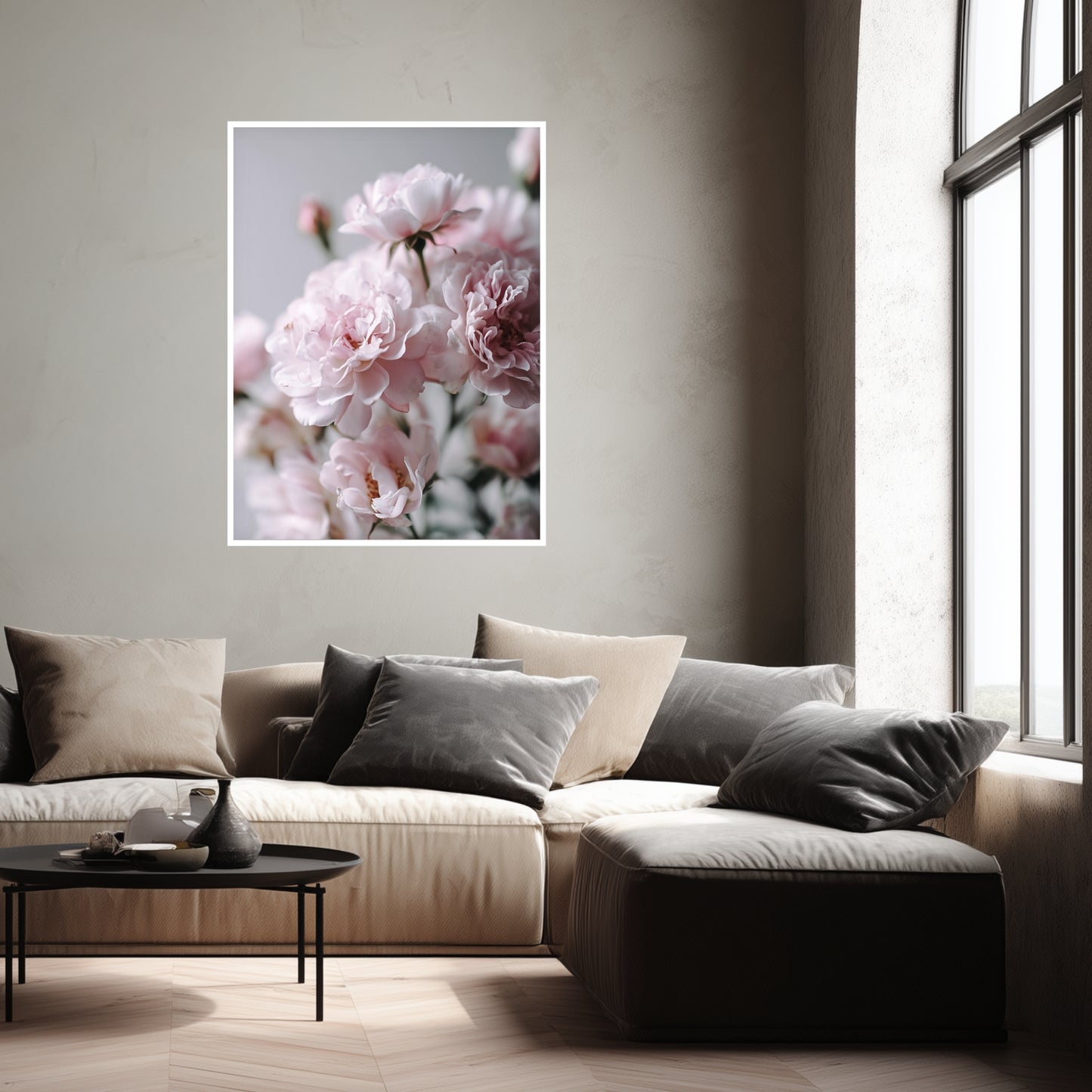 Zartrosa Gartenrosen Poster