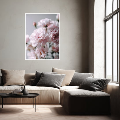 Zartrosa Gartenrosen Poster