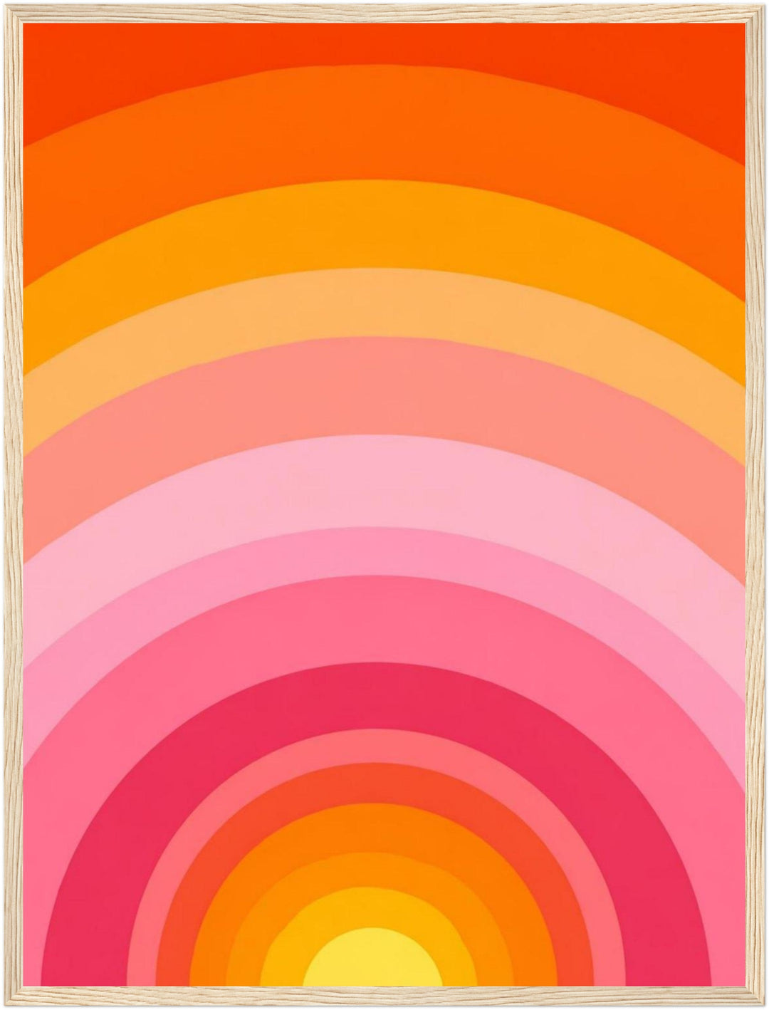 Regenbogen Kreise Poster – Holz natur Rahmen – Produktfoto
