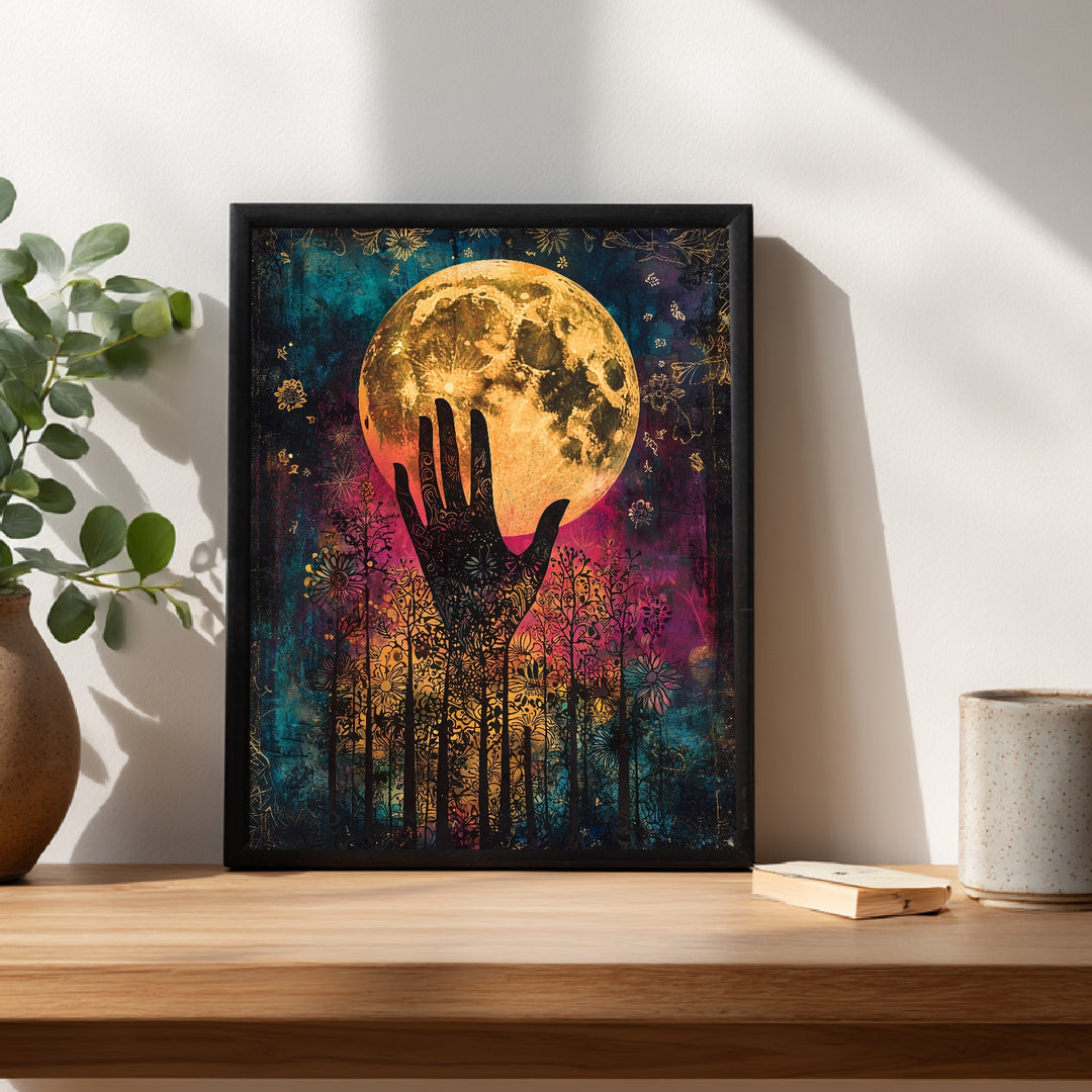 Mondblüte Silhouette Poster spirituell – mattes Kunstdruck-Papier – Ansicht 2