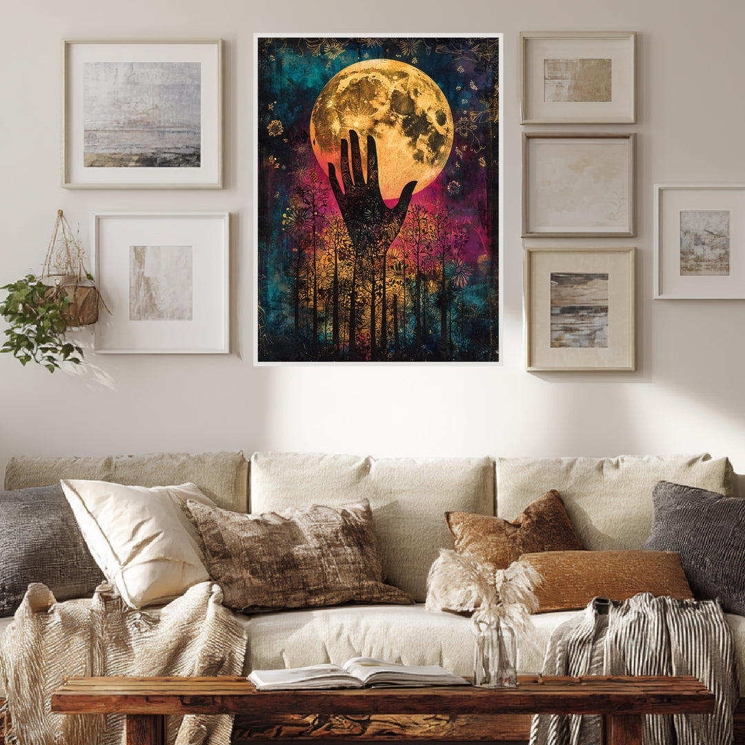 Mondblüte Silhouette Poster spirituell – mattes Kunstdruck-Papier – Ansicht 4