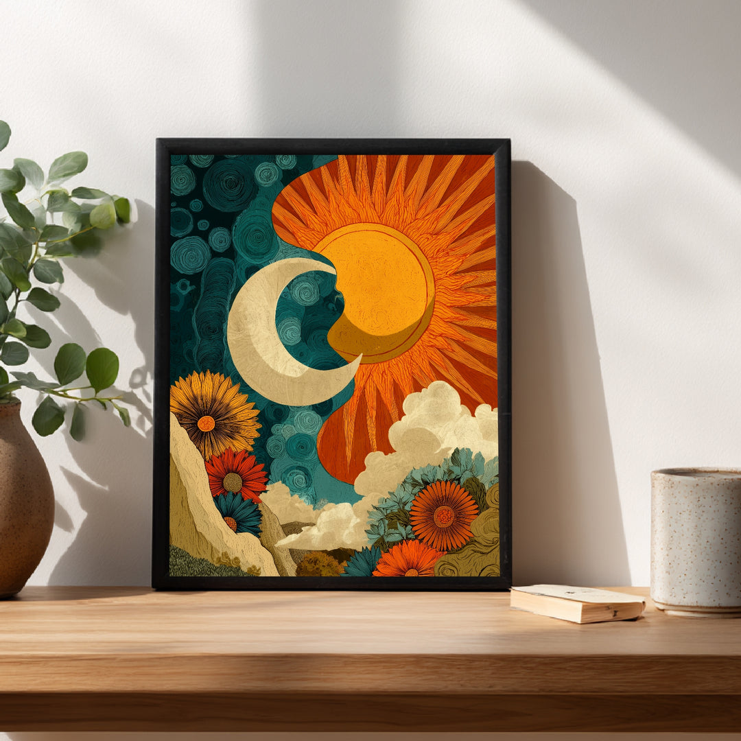 Sonne und Mond Verbindung Poster spirituell – mattes Kunstdruck-Papier – Ansicht 2