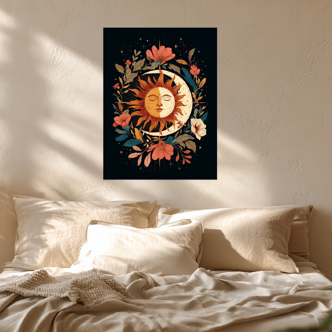 Sonnenmondblüte Leinwand spirituell – Leinwand auf Holzrahmen – Ansicht 4