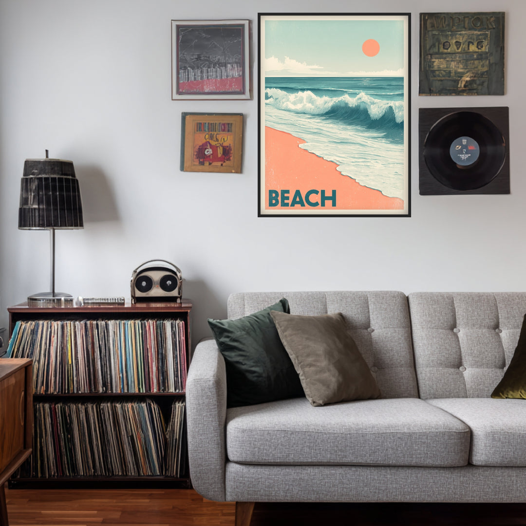 Sonnenuntergang am Strand Poster Vintage – mattes Kunstdruck-Papier – Ansicht 4