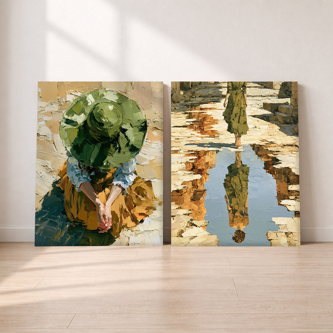 Set-Ansicht: Malerei Leinwand Set – Frau & Spiegelung (2er)