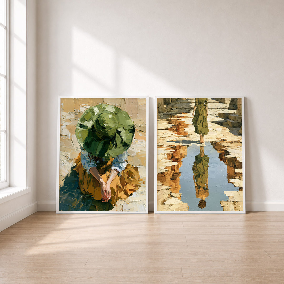 Set-Ansicht: Malerei Poster Set – Frau & Spiegelung (2er)