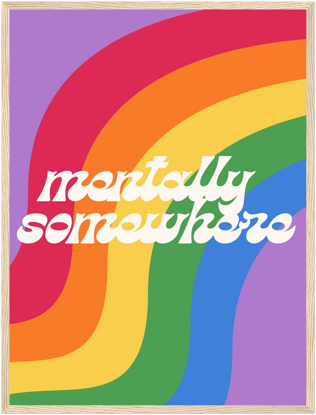 Mentally Somewhere Poster – Holz natur Rahmen – Produktfoto