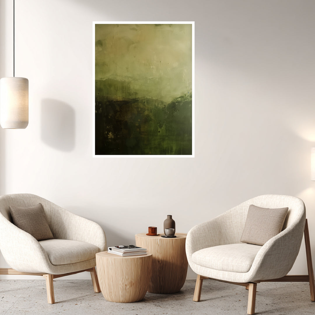 Olivgrüne Farbfläche mit Tiefe Poster abstrakt – mattes Kunstdruck-Papier – Ansicht 3