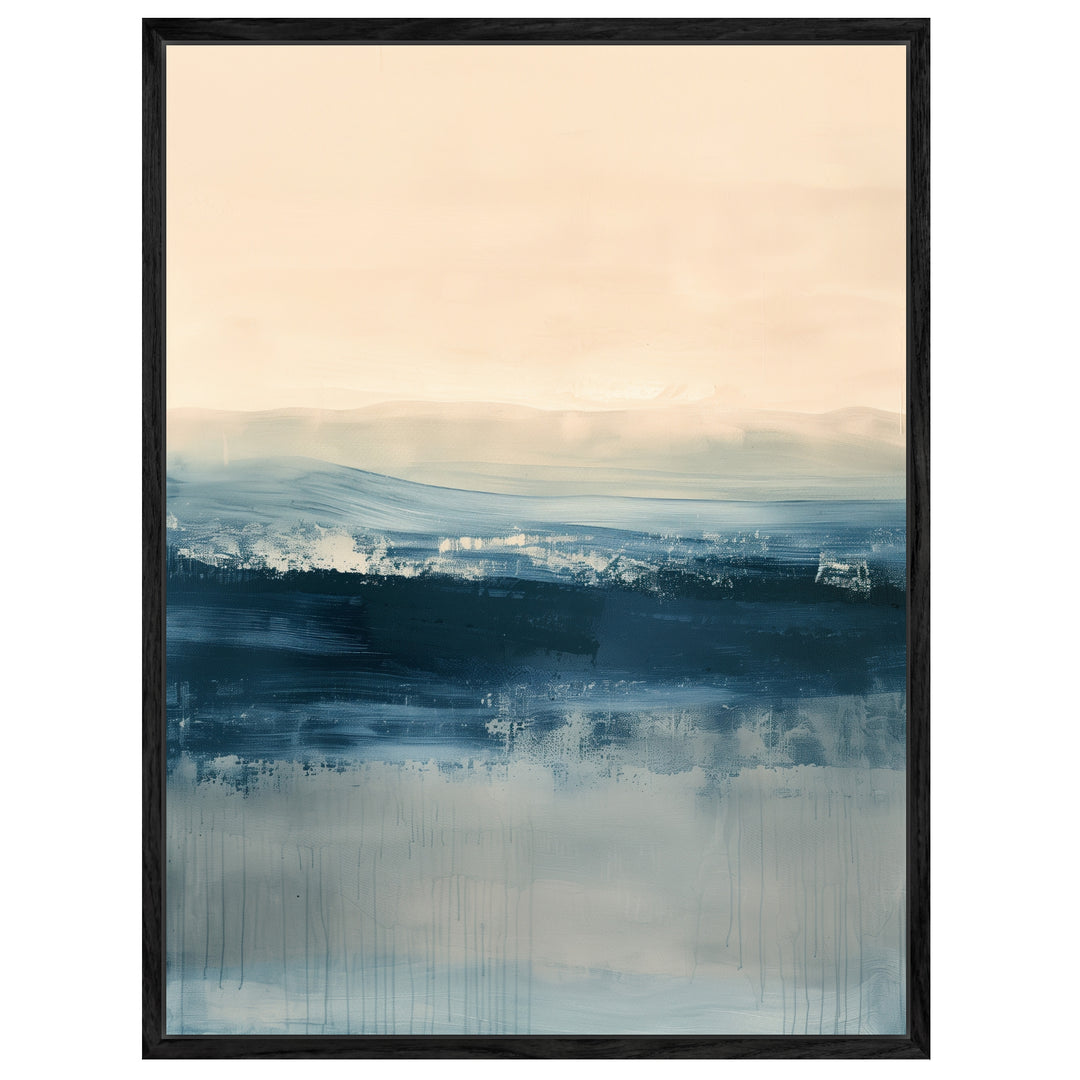 Horizontale Wellen in Blau Leinwandbild abstrakt – Leinwand auf Holzrahmen – Ansicht 4